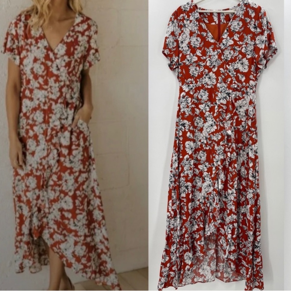 Roolee Maxi Wrap Front Dress